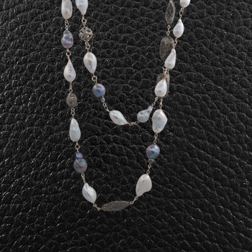 Baroque Pearl & Black Diamond Necklace