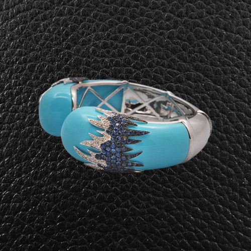 Turquoise, Sapphire, & Diamond Bracelet