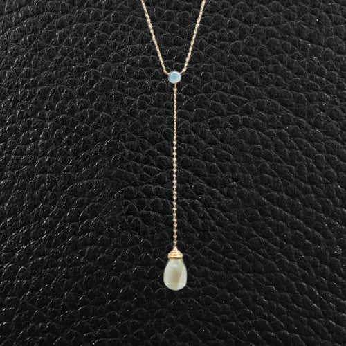 Blue Topaz & Prasiollite Pendant