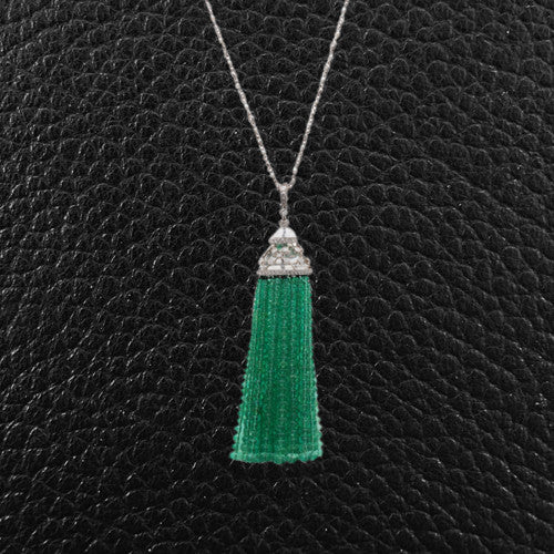 Emerald & Diamond Tassel Necklace