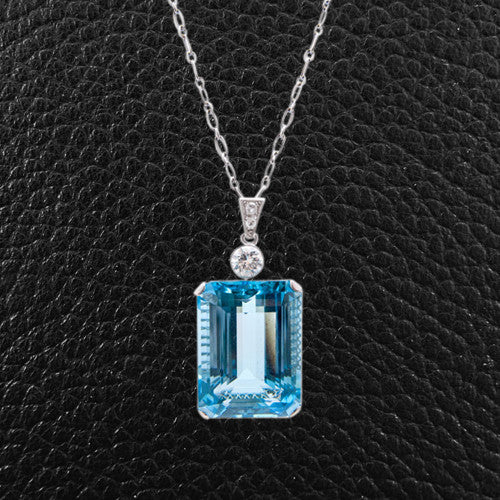 Aquamarine & Diamond Pendant
