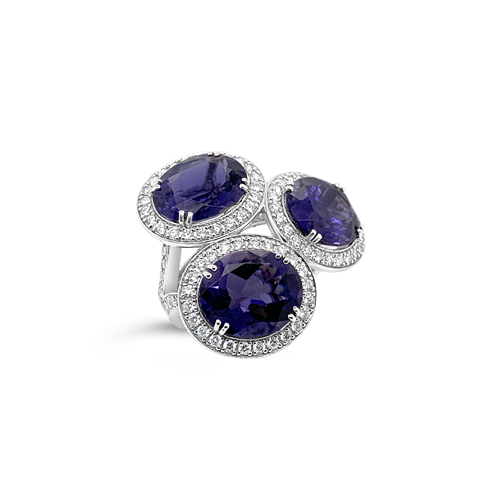 Iolite & Diamond Ring