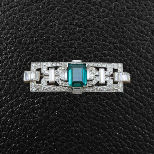 Emerald & Diamond Estate Pin