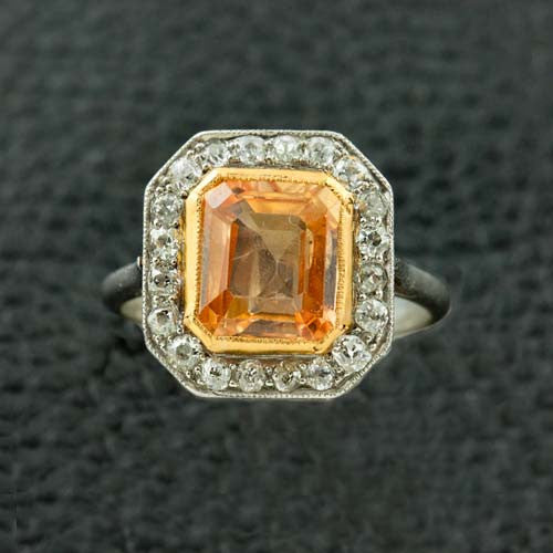 Padparasha & Diamond Estate Ring