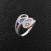 Multi-color Sapphire & Diamond Bypass Ring