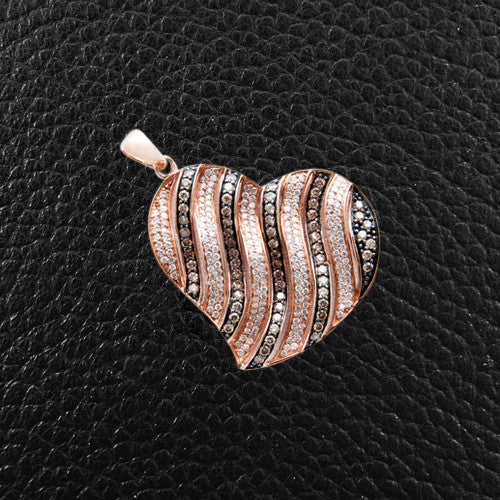 Brown & White Diamond Heart Pendant