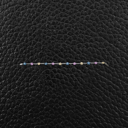 Multicolor Sapphire & Diamond Flower Bracelet