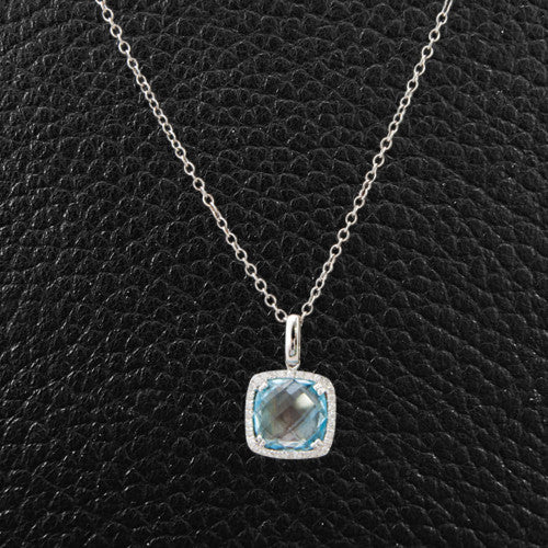 Blue Topaz & Diamond Pendant