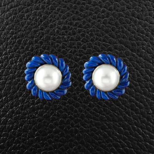 Lapis & Pearl Estate Tiffany Earrings