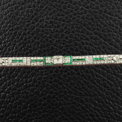 Art Deco Emerald & Diamond Bracelet