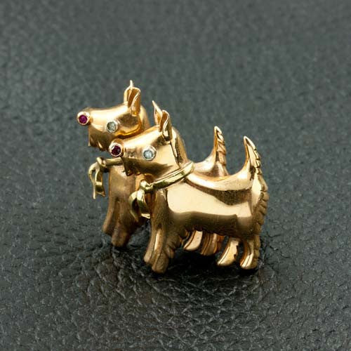 Yellow Gold Scotty Dog Pin