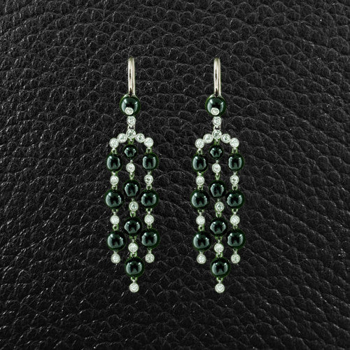 Onyx & Diamond Dangle Estate Earrings