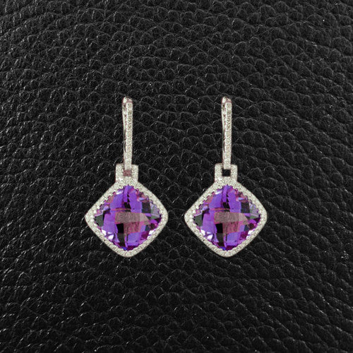 Amethyst & Diamond Dangle Earrings
