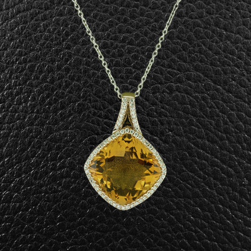Citrine & Diamond Pendant