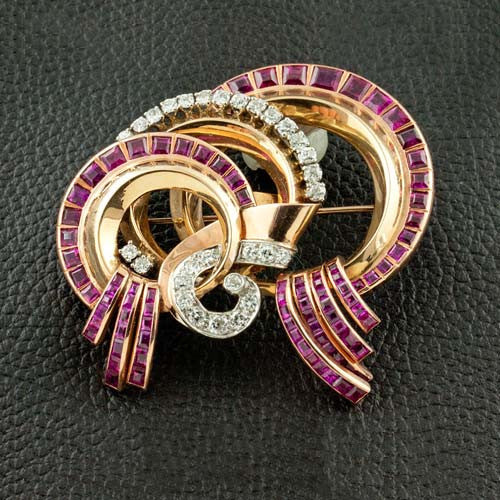 Ruby & Diamond Estate Pin