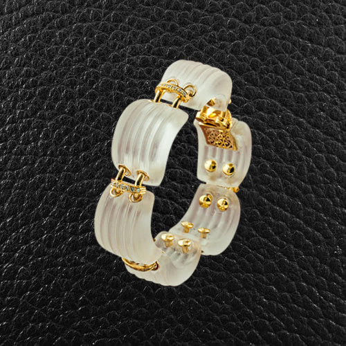 Carved Crystal & Diamond Bracelet