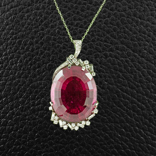 Rubellite & Diamond Pendant