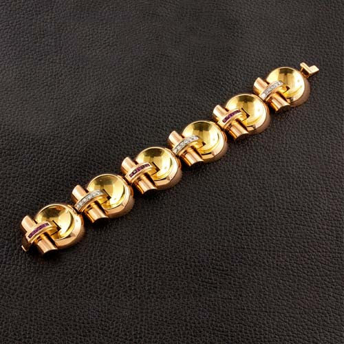 Estate Bracelet with Diamonds & Rubies
