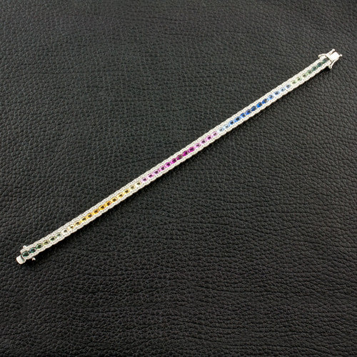 Multi-color Sapphire & Diamond Bracelet
