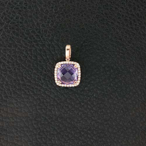 Cushion Amethyst & Diamond Pendant