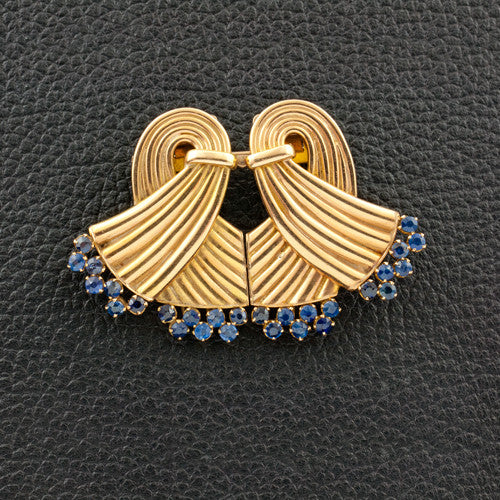 Sapphire Estate Earrings & Pin Set
