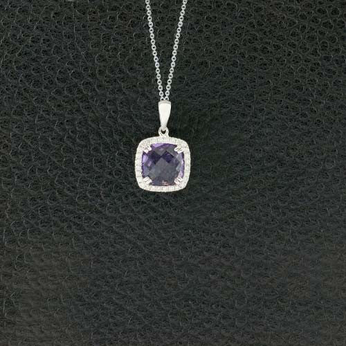 Cushion Amethyst & Diamond Pendant