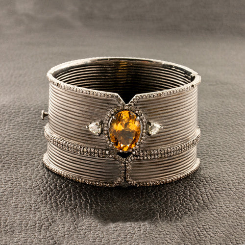 Citrine & Diamond Bangle Bracelet