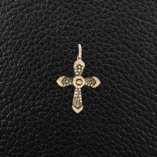 Brown & White Diamond Cross Pendant