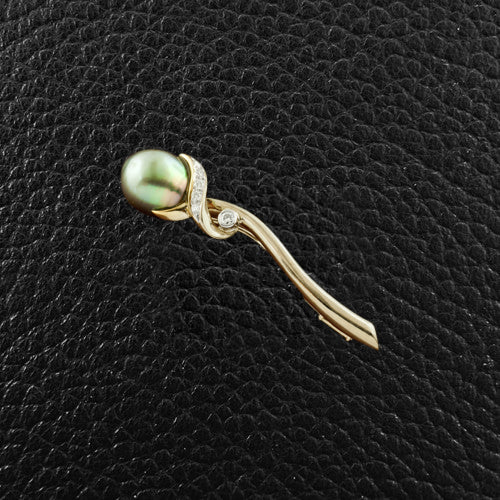 Tahitian Pearl & Diamond Estate Pin