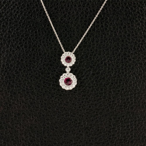 Double Ruby & Diamond Pendant