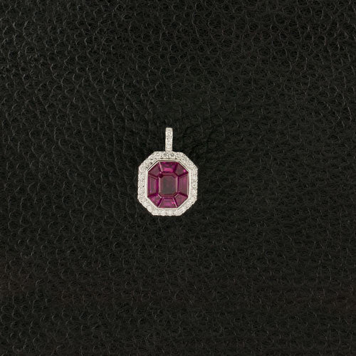 Octagonal Shaped Ruby & Diamond Pendant