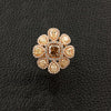 Brown, Yellow & White Diamond Flower Ring