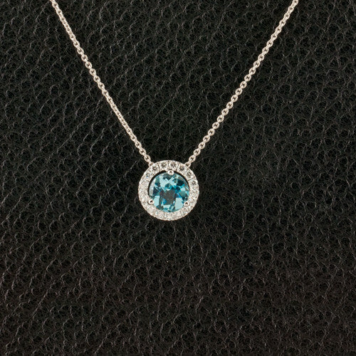 Blue Topaz & Diamond Pendant