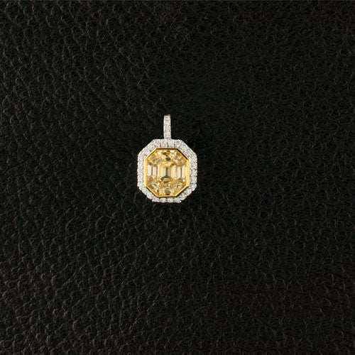 Octagonal Yellow & White Diamond Pendant