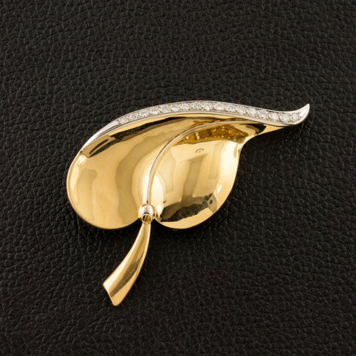 Gold & Diamond Estate Leaf Pin