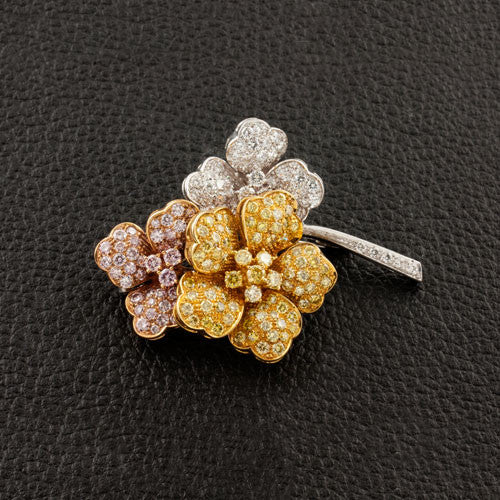 Diamond Flower Estate Pin