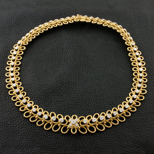 Twisted Ovals with Diamonds Estate Necklace