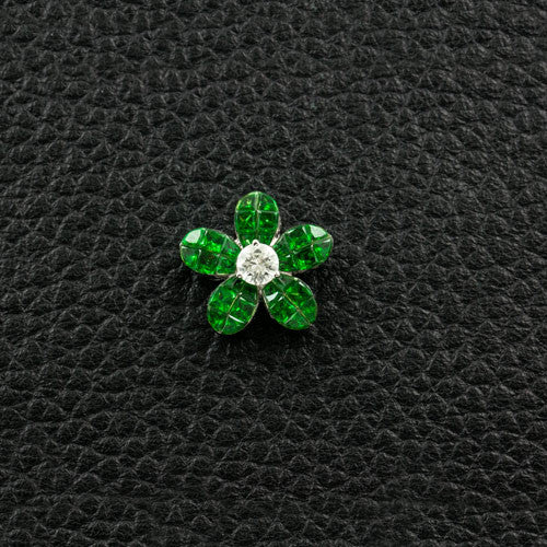 Tsavorite & Diamond Flower Pendant