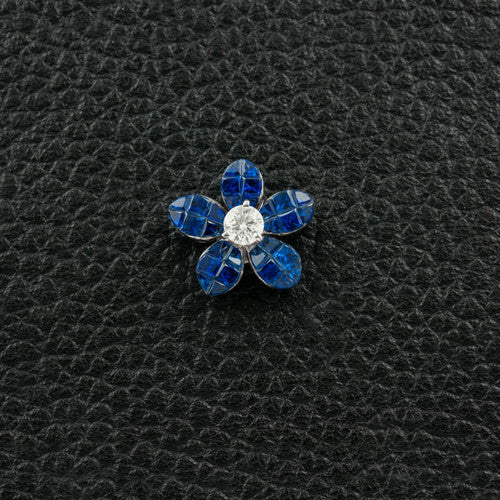 Sapphire & Diamond Flower Pendant