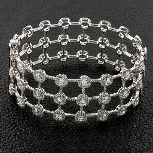 Wide Diamond Bangle Bracelet