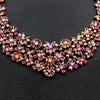 Pink & Orange Sapphire & Diamond Necklace, Earring & Ring Set