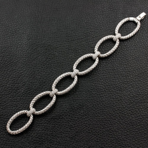 Oval Link White Gold & Diamond Bracelet