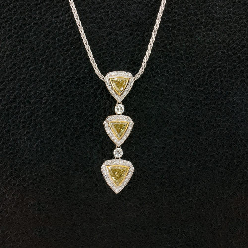 Trilliant Yellow Diamond Necklace