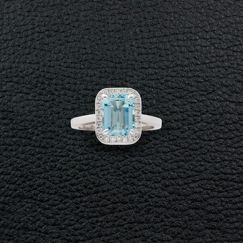 Aquamarine & Diamond Ring