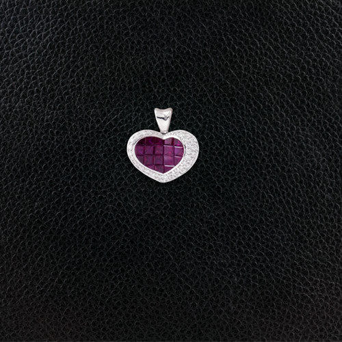 Ruby & Diamond Heart Pendant