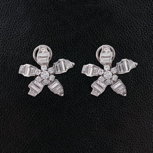 Diamond Flower Estate Earrings