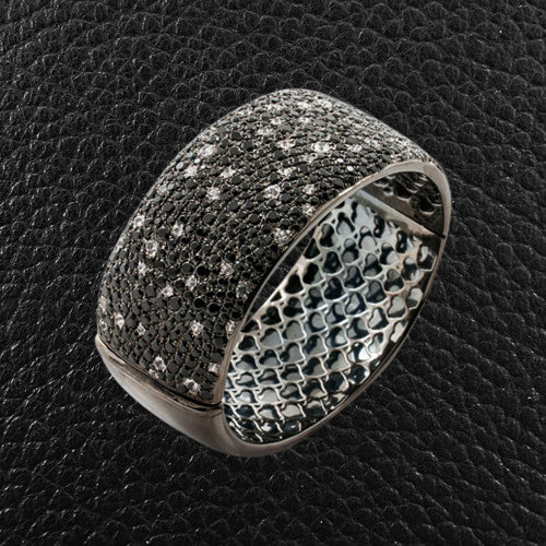 Black Spinel & White Sapphire Bangle Bracelet