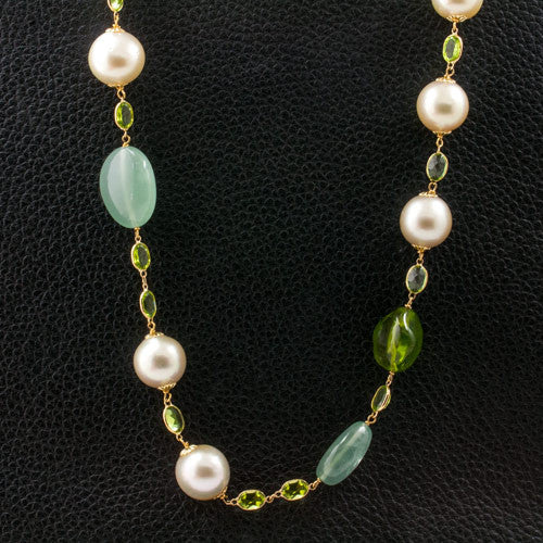 Pearl, Aquamarine & Peridot Necklace