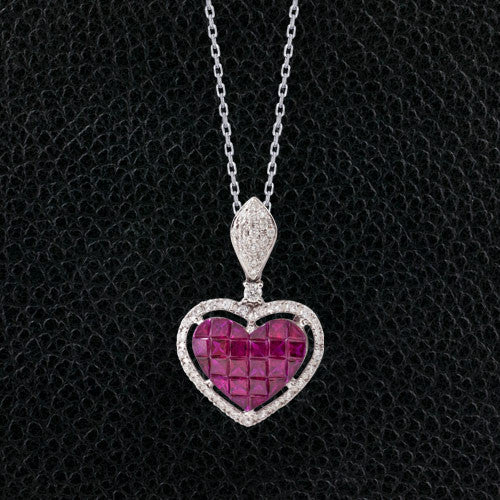 Ruby & Diamond Heart Pendant