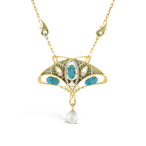 L. Gautrait, Paris Estate Peacock Necklace